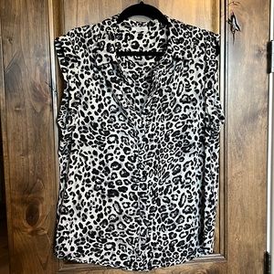 Pleione Black/White Leopard Blouse